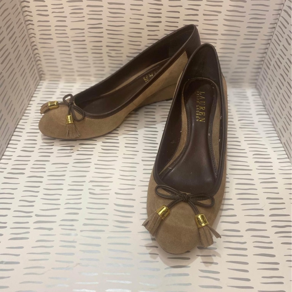 Lauren Ralph Lauren Brown Suede Flats with Tassels